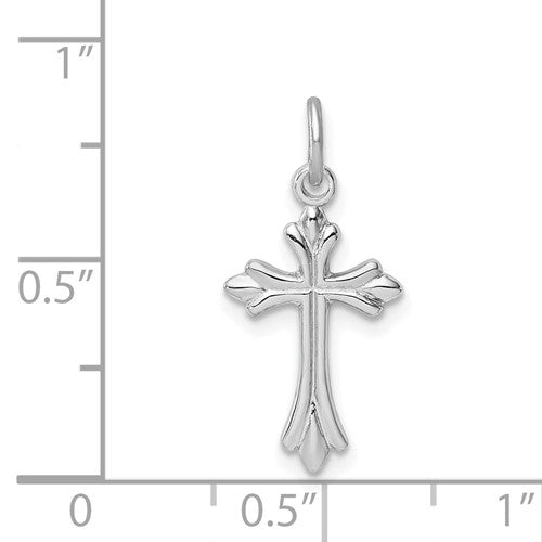 Floral Dainty Silver Cross Pendant