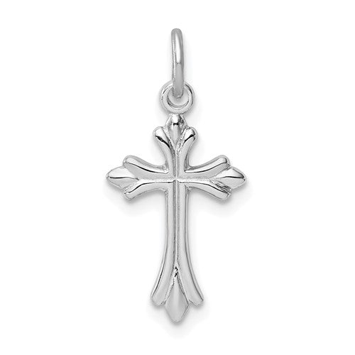 Floral Dainty Silver Cross Pendant