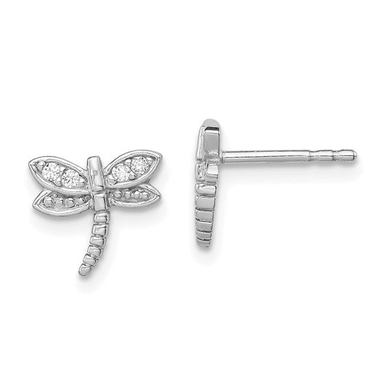 Gold Dragonfly Stud Earrings Gold Plated Sterling Silver 