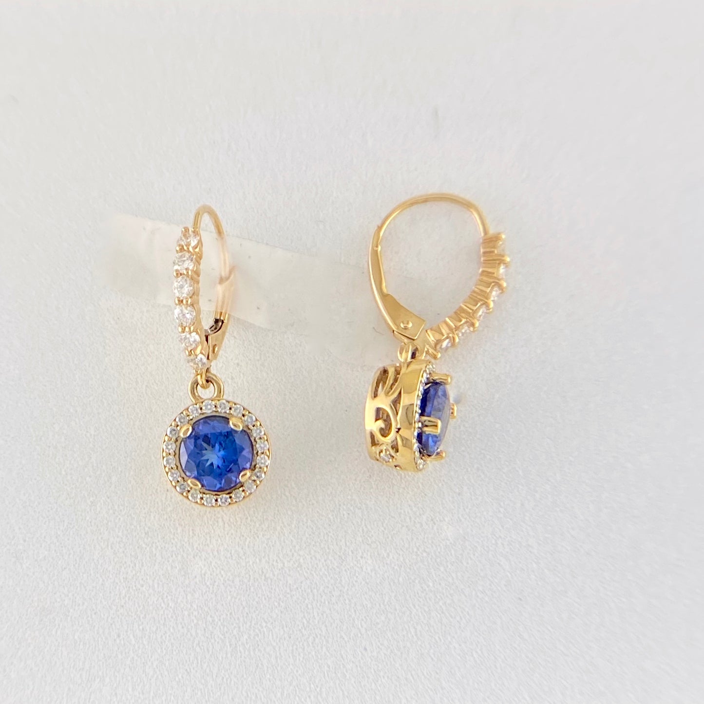 Tanzanite and Diamond Halo Earrings