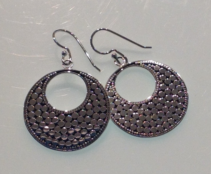 Textured Two-Tone Circle Earrings