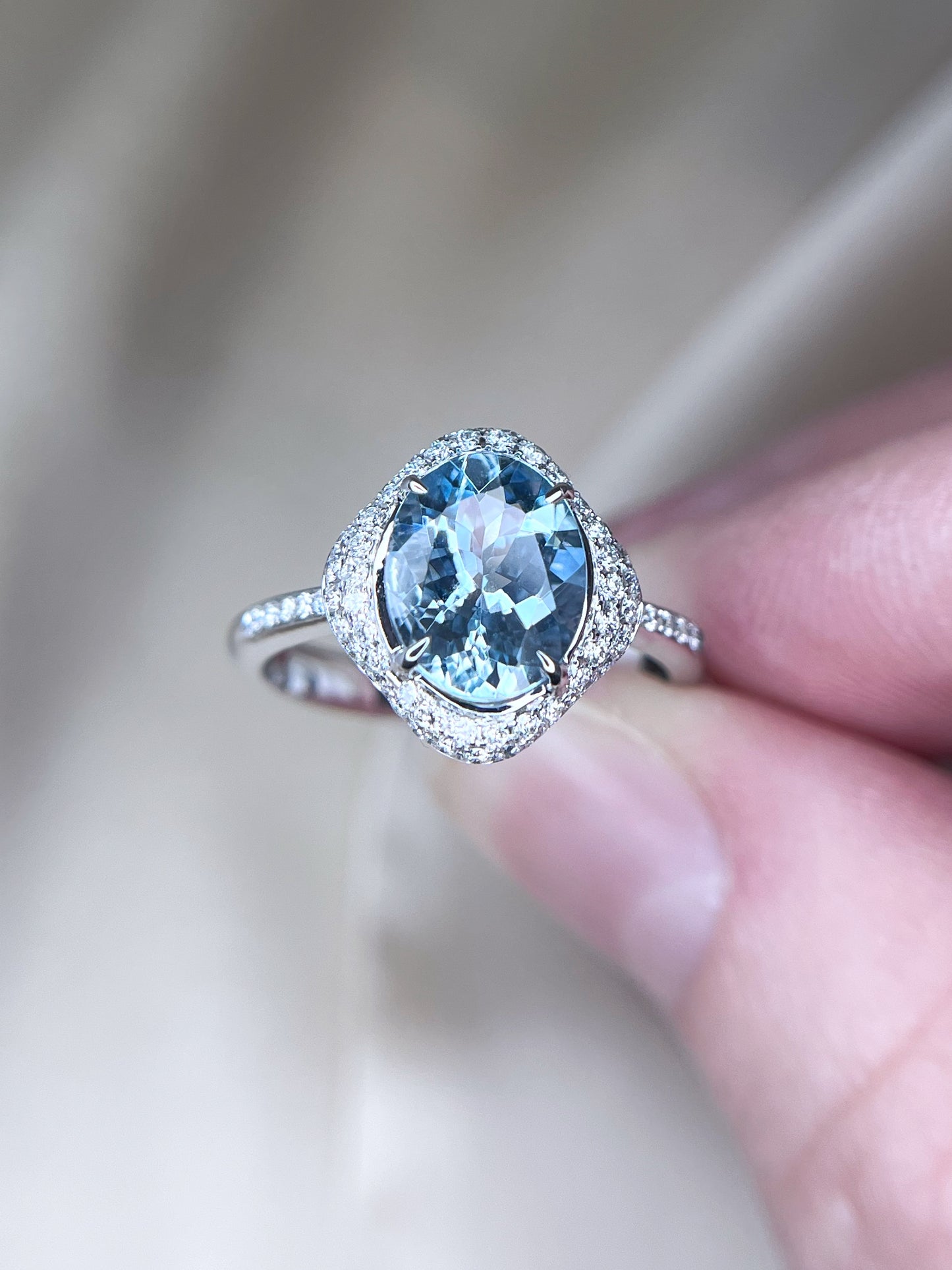 Aquamarine and Diamond Ring