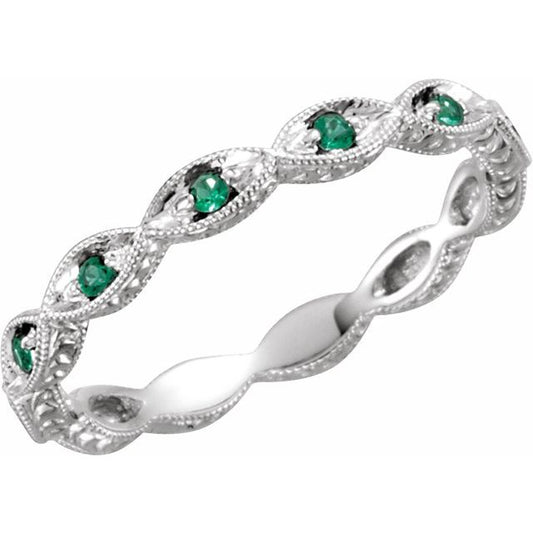 Emerald Infinity Anniversary Stacking Ring