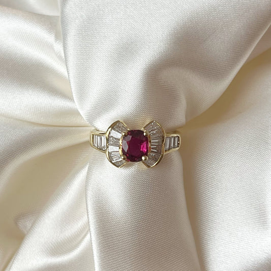 Bow Ruby and Diamond Ring