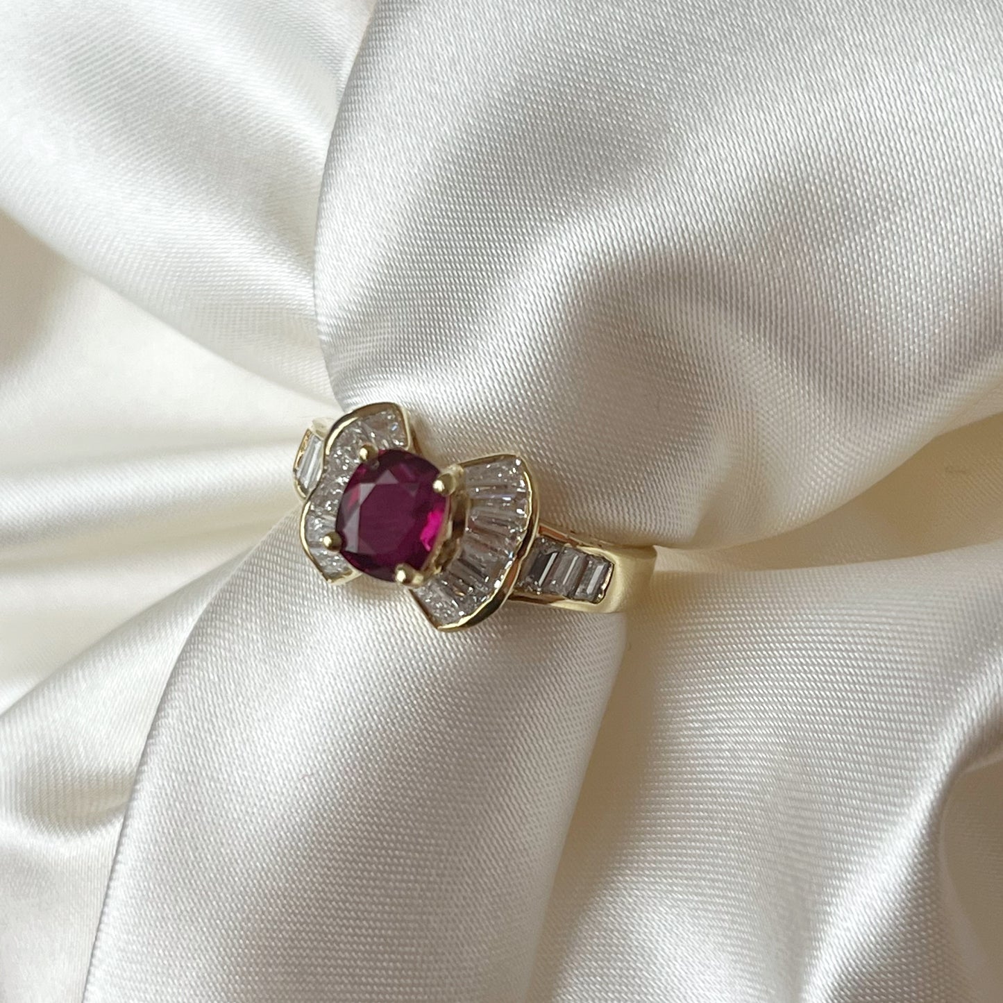 Bow Ruby and Diamond Ring