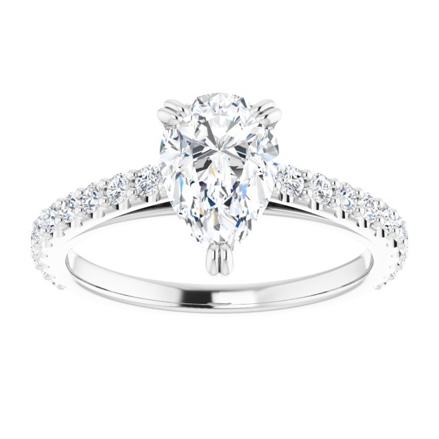 Lab Grown Pear Accented Engagement Ring