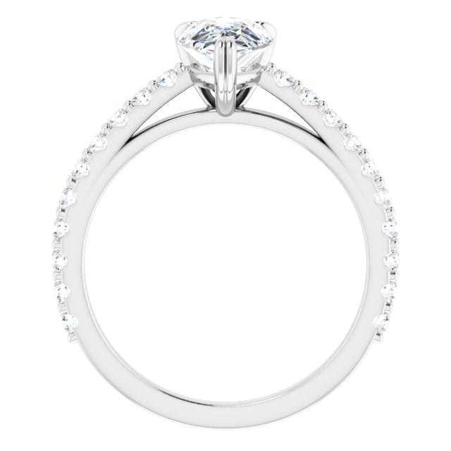 Lab Grown Pear Accented Engagement Ring