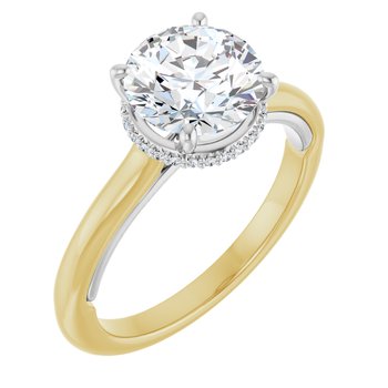 Lab Grown Round Hidden Halo Two Tone Engagement Ring