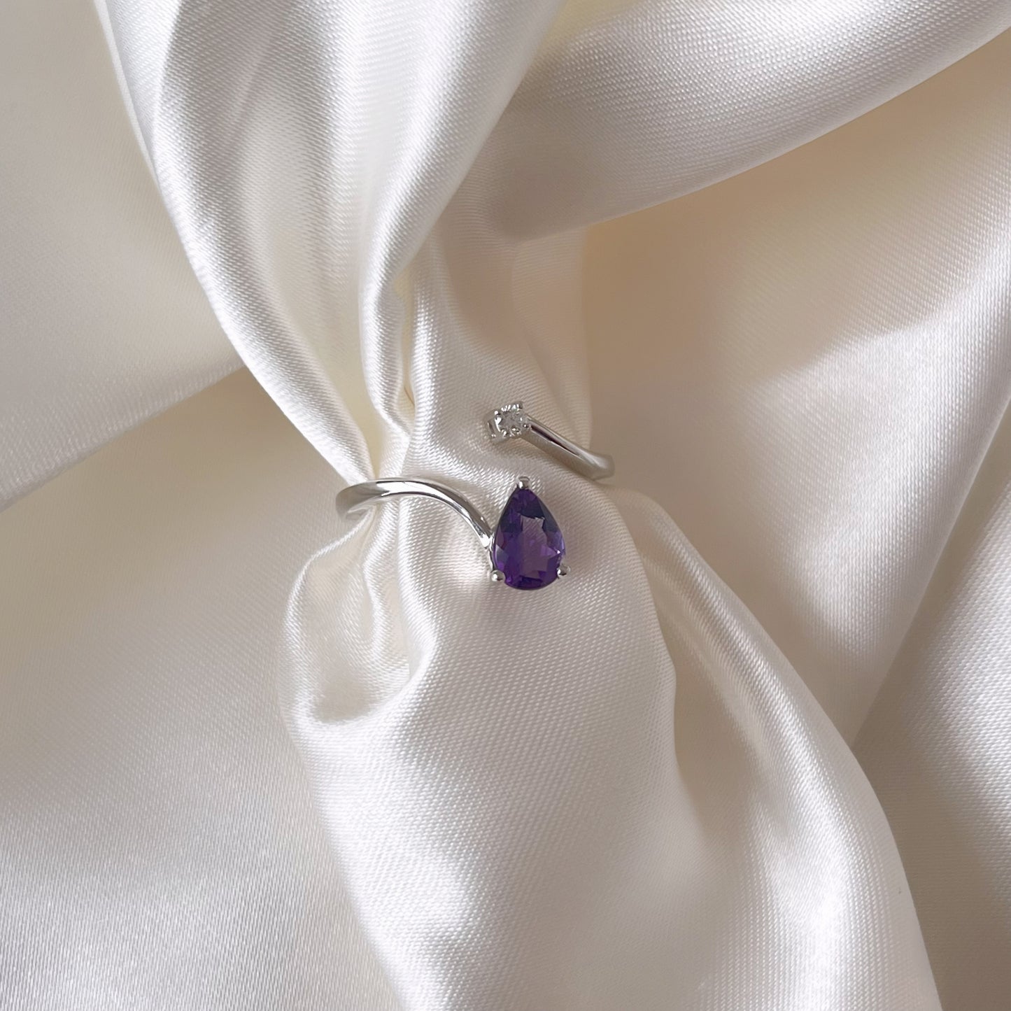 Amethyst and Diamond Pear Shaped Ring
