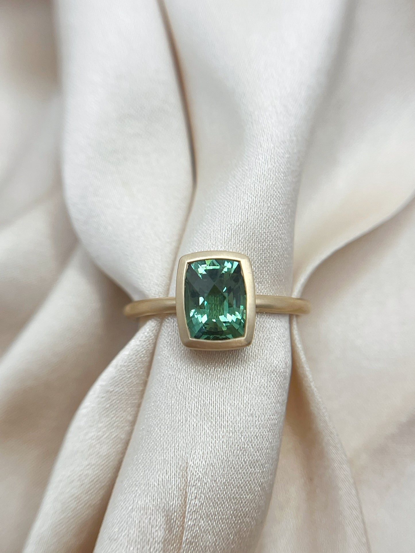 Green Tourmaline Bezel Ring