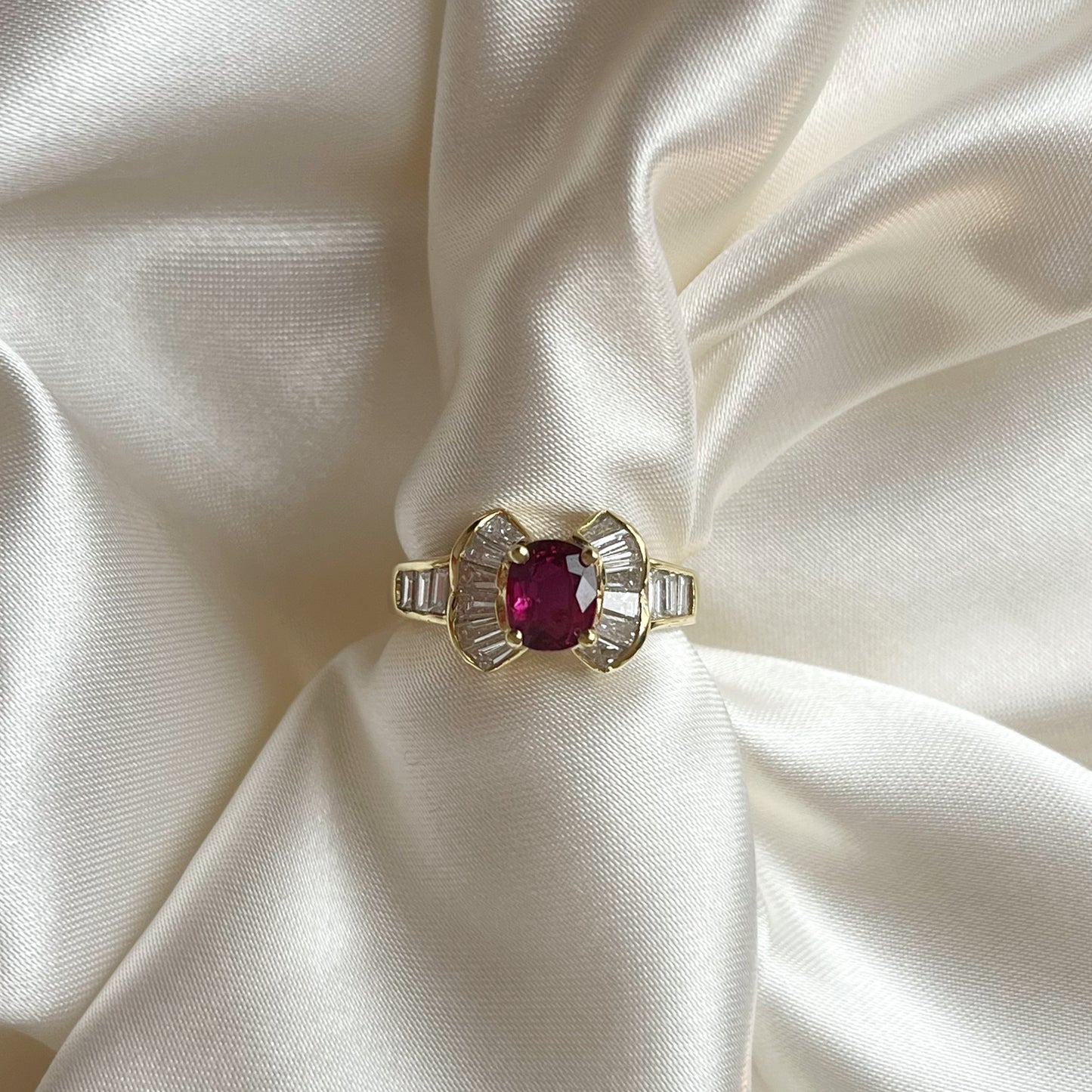 Bow Ruby and Diamond Ring