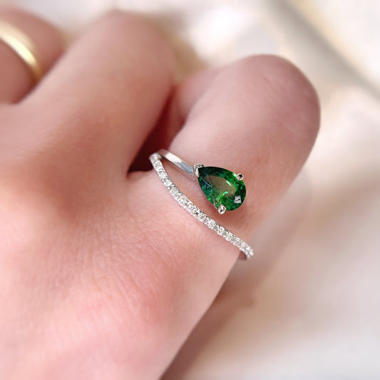 Pear Tsavorite Ring and a Half