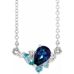 Sapphire and Blue Zircon Cluster Necklace