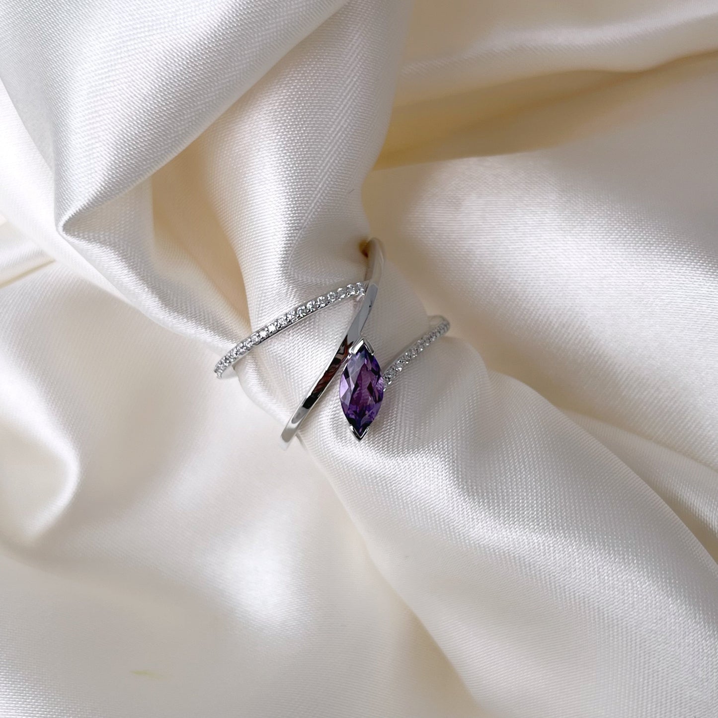 Breuning Amethyst Marquise Open Ring