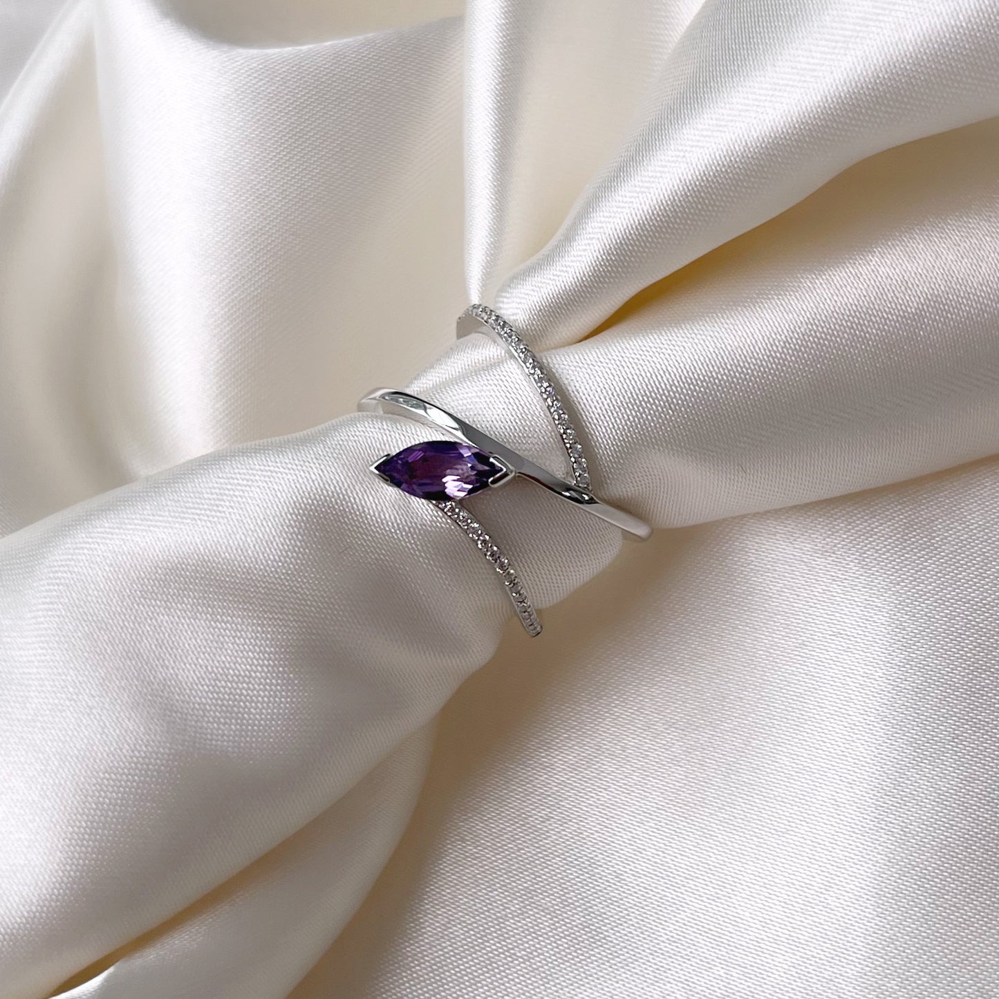 Breuning Amethyst Marquise Open Ring