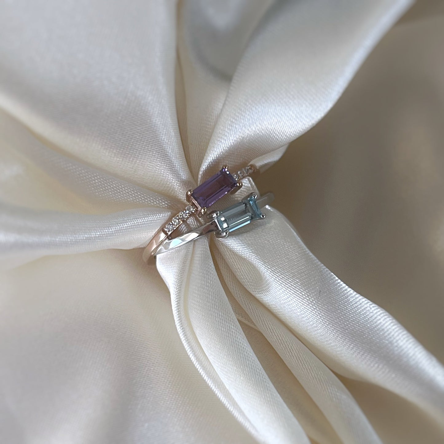 Breuning Amethyst and Blue Topaz Double Ring