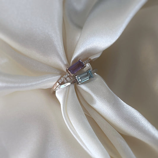 Breuning Amethyst and Blue Topaz Double Ring