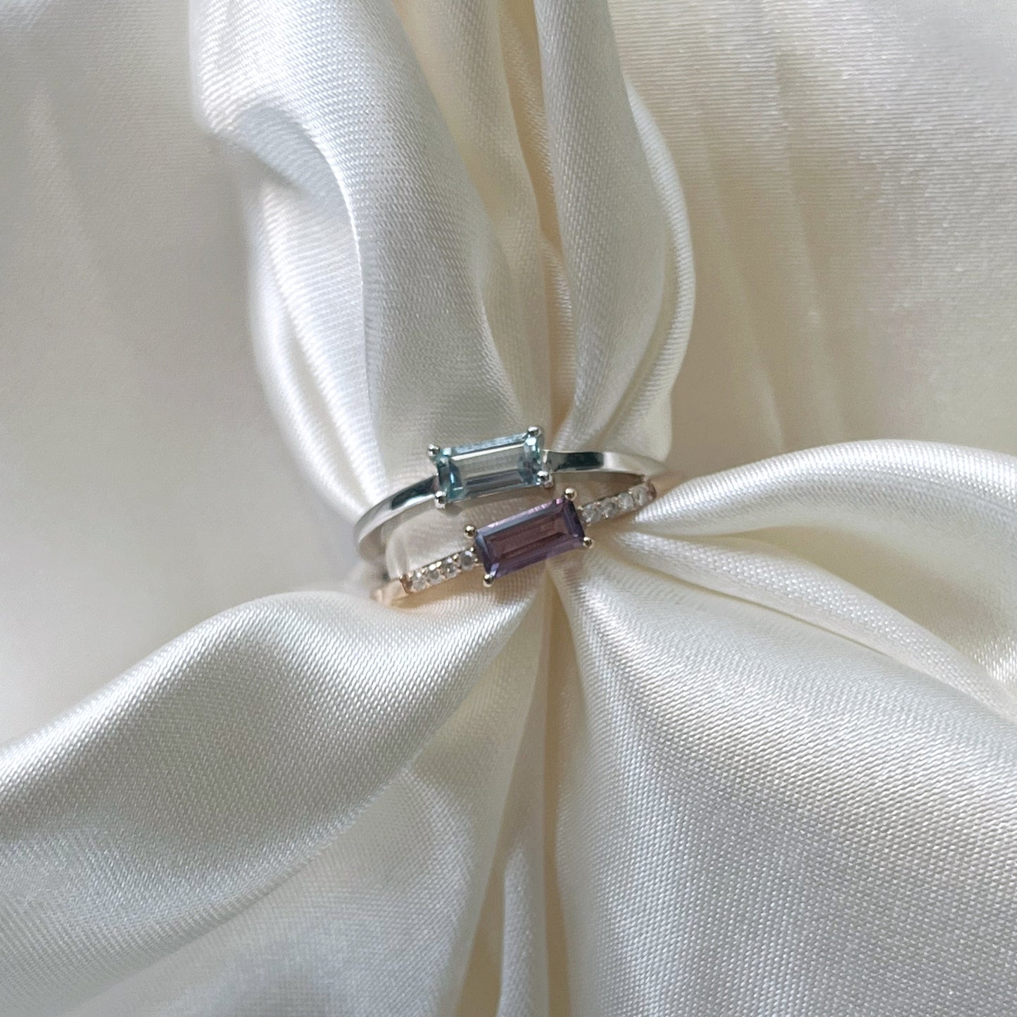 Breuning Amethyst and Blue Topaz Double Ring
