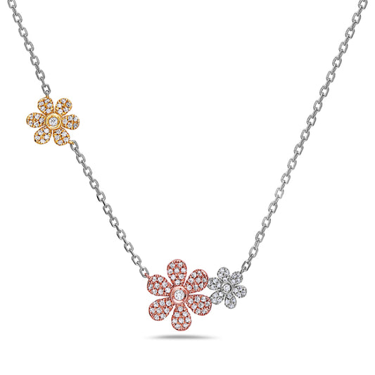 Triple Diamond Daisy Necklace