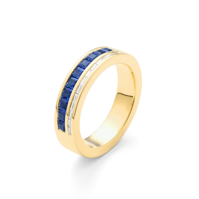 Channel Sapphire and Diamond Double Band