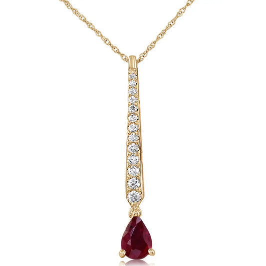 Pear Ruby Bar Pendant