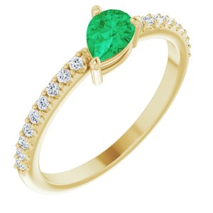 Emerald and Diamond Pear Shaped Ring