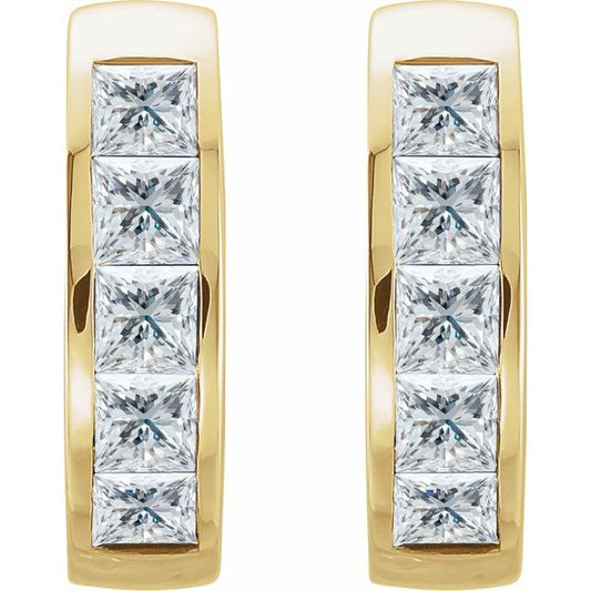 Lynne Princess Cut Diamond Huggie Hoops