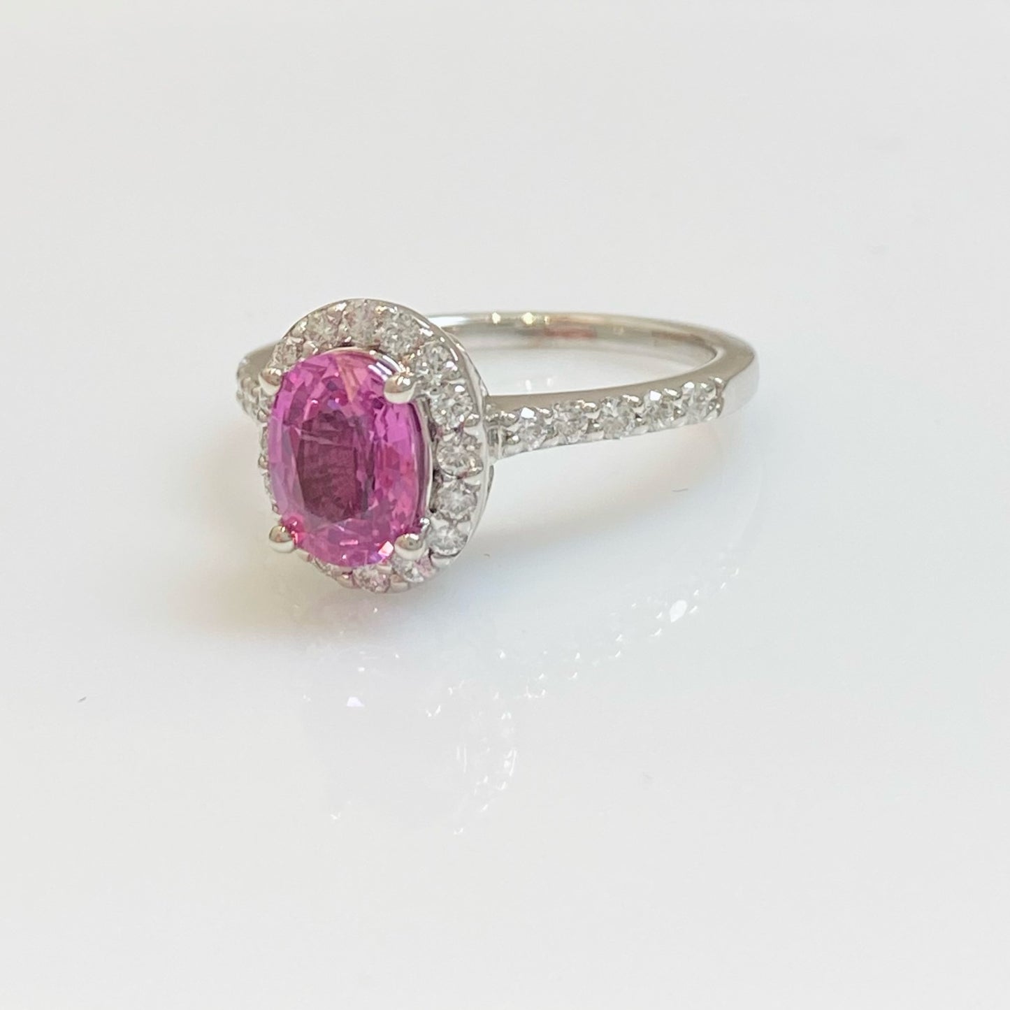 Oval Pink Sapphire and Diamond Ring