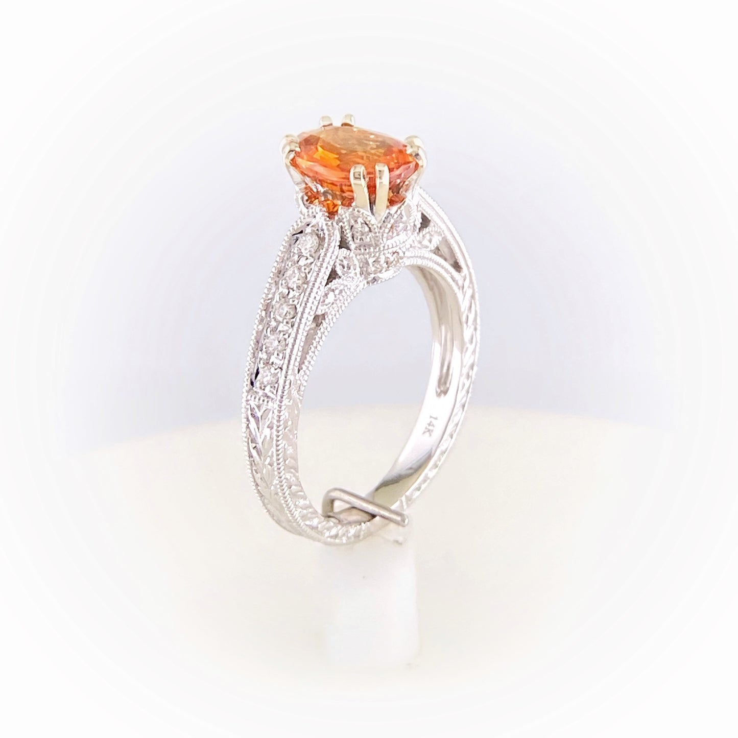Spessartite Garnet and Diamond Ring