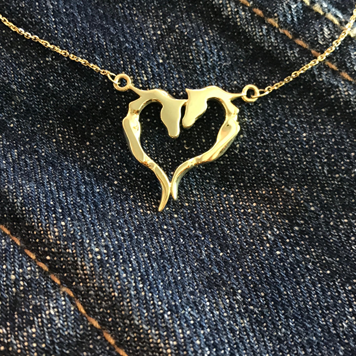 Ribbon Heart Necklace - Asymmetrical