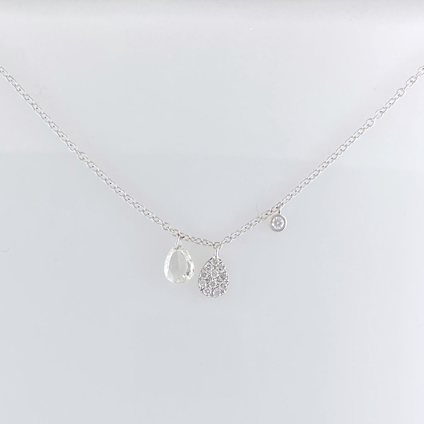 Pear Shaped Diamond Station Necklace