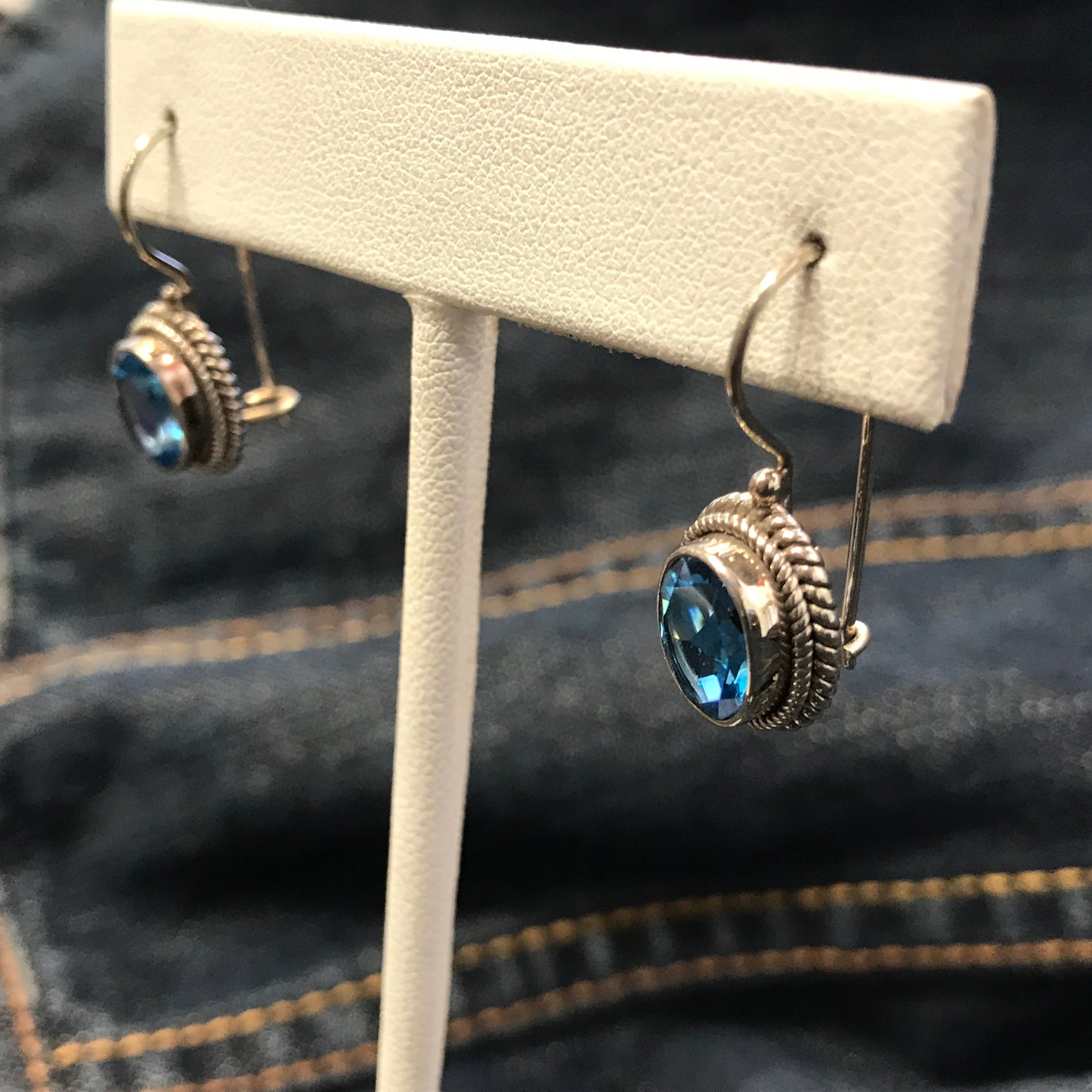 Braided oval Blue Topaz earrings