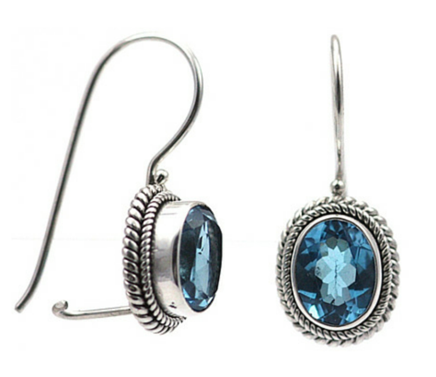 Braided oval Blue Topaz earrings