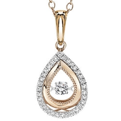 Teardrop diamond pendant with halo - Rose Gold