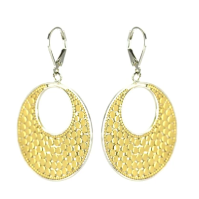 Textured Two-Tone Circle Earrings