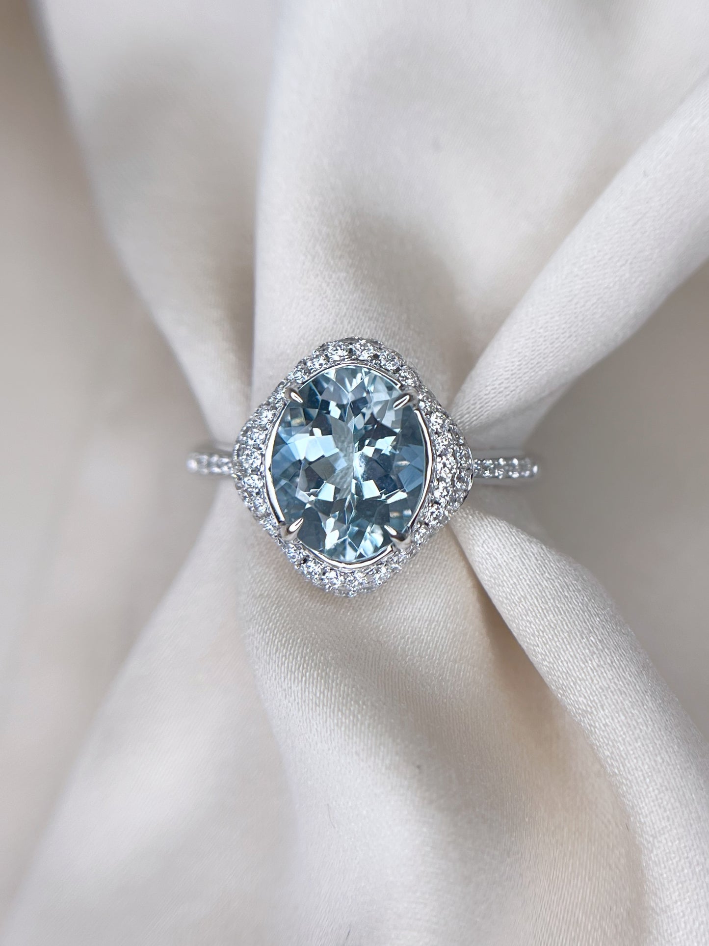 Aquamarine and Diamond Ring