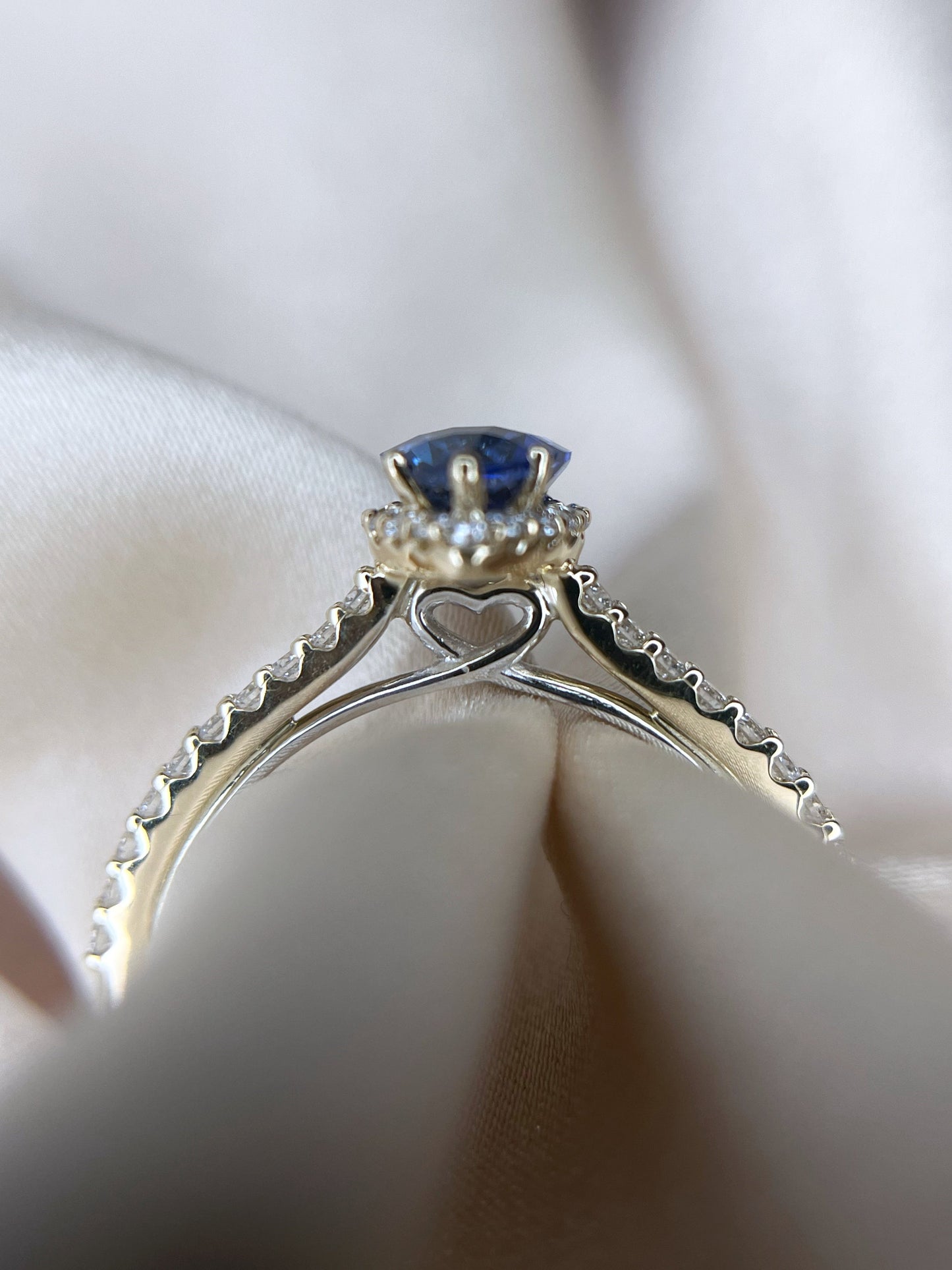 Pear Shaped Blue Sapphire and Diamond Ring