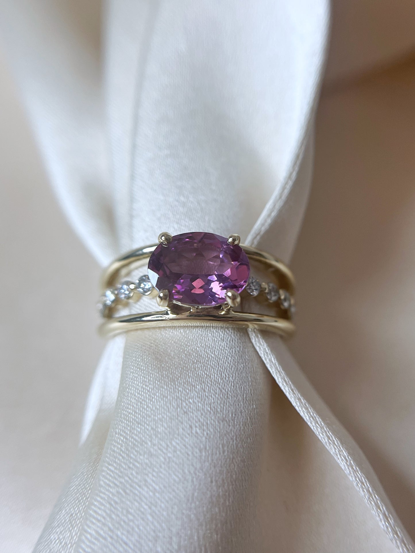 Malaya Garnet and Diamond ring